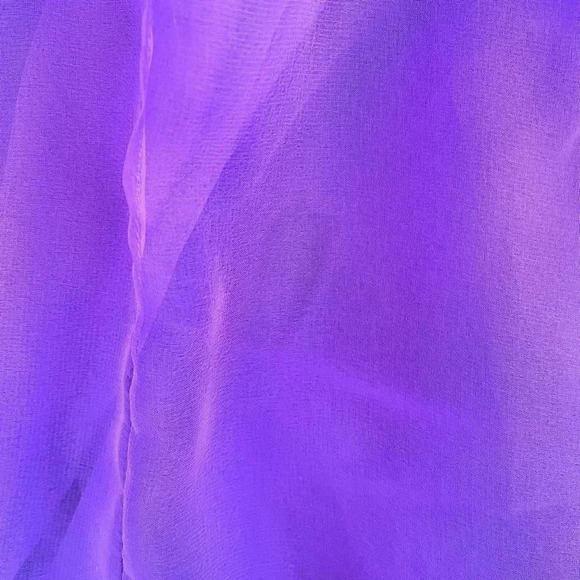 Vintage 60s Purple Chiffon Sheer Long Sleeve Pintuck Dress Size 12 - Picture 12 of 16